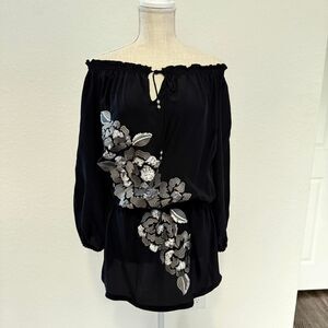 Cache black off-the-shoulder blouse